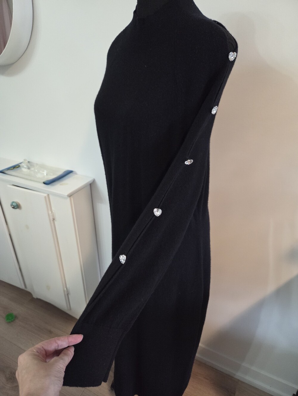 & Other Stories wool midi dress with heart rhinestone detail Sz L - Picture 7 of 15